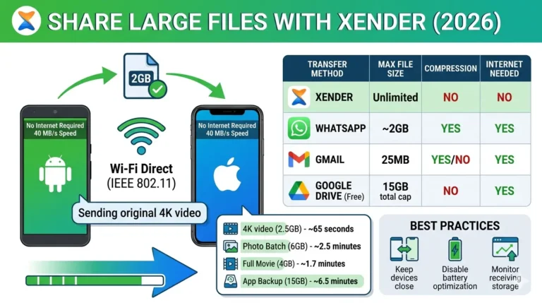 How to Share Large Files with Xender — No Compression, No Size Limit (2026) 10 Share Large Files with Xender